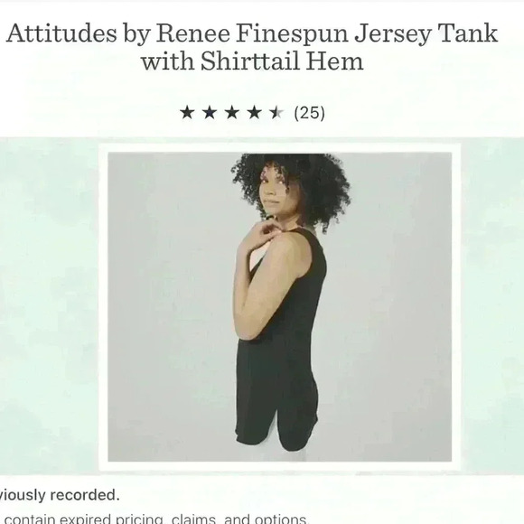 Attitudes by Renee Finespun Jersey Tank with Shirttail Hem A398060 Size XL Black - Picture 1 of 11